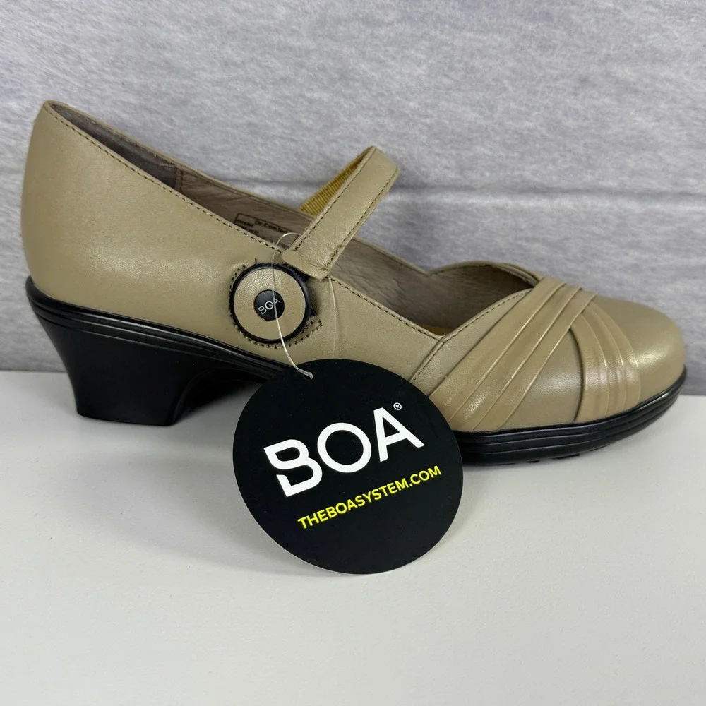 Dr. Comfort Cindee Leather Mary Jane Shoes BOA‎ Adjustable Beige Comfort 7.5M